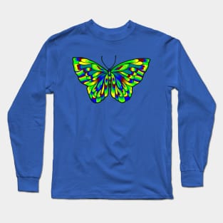 Pretty Green and Blue Butterfly Long Sleeve T-Shirt